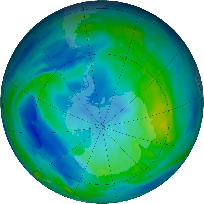 Antarctic ozone map for 13 May 2009